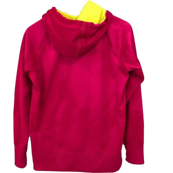 Reebok Womens Sweater Sz Medium Hot Pink Hoodie Pullover Neon Yellow Active Top - Picture 3 of 9